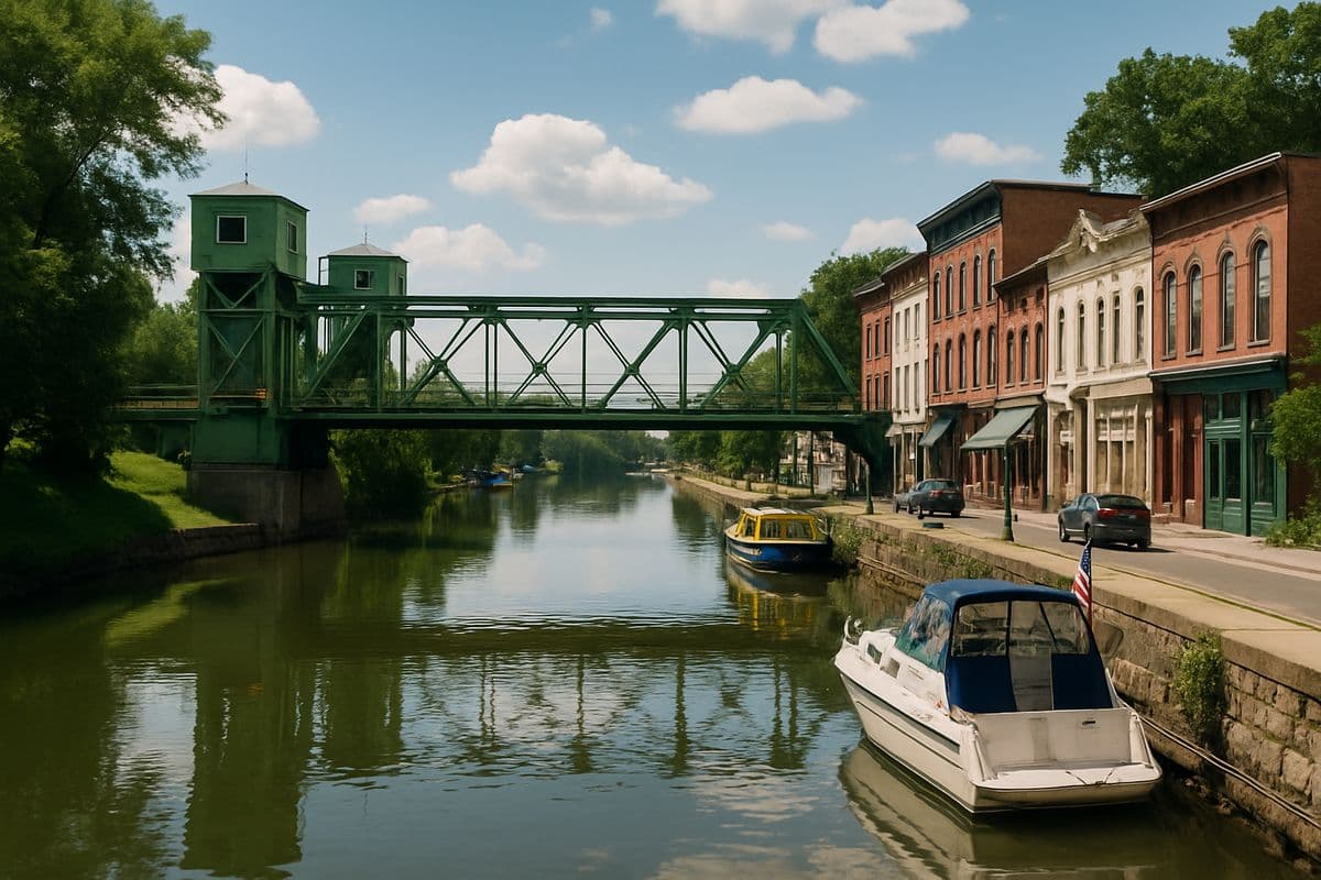 Lift bridge over the Erie Canal in Fairport, NY